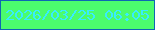 文字の大きさ：2、枠の色：0e67b3、背景の色：4bfc6d、文字の色：38ecfe 無料ブログパーツのブログ時計