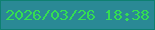文字の大きさ：2、枠の色：0e8071、背景の色：2a8995、文字の色：34de52 無料ブログパーツのブログ時計
