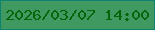 文字の大きさ：4、枠の色：0e8173、背景の色：409960、文字の色：076409 無料ブログパーツのブログ時計