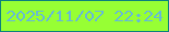 文字の大きさ：5、枠の色：0e827c、背景の色：97ff34、文字の色：69becb 無料ブログパーツのブログ時計