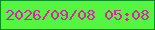 文字の大きさ：3、枠の色：0e8c23、背景の色：55f641、文字の色：da22ac 無料ブログパーツのブログ時計