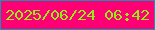文字の大きさ：5、枠の色：0e96b3、背景の色：fe0074、文字の色：8eef19 無料ブログパーツのブログ時計