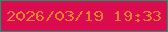 文字の大きさ：4、枠の色：0e9b6d、背景の色：dc0a4e、文字の色：e0852b 無料ブログパーツのブログ時計