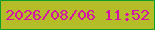 文字の大きさ：1、枠の色：0e9e27、背景の色：b4bc28、文字の色：d511a9 無料ブログパーツのブログ時計