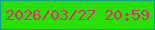 文字の大きさ：5、枠の色：0ea084、背景の色：28e005、文字の色：de2f6f 無料ブログパーツのブログ時計