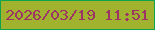 文字の大きさ：1、枠の色：0ea24c、背景の色：a1b22e、文字の色：9c3465 無料ブログパーツのブログ時計