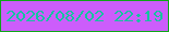 文字の大きさ：1、枠の色：0ea618、背景の色：cc5dfb、文字の色：15c3a0 無料ブログパーツのブログ時計