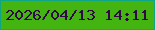 文字の大きさ：3、枠の色：0ea687、背景の色：44b410、文字の色：300846 無料ブログパーツのブログ時計