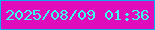文字の大きさ：1、枠の色：0eaded、背景の色：e00bbb、文字の色：39ffef 無料ブログパーツのブログ時計