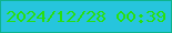 文字の大きさ：3、枠の色：0eb38c、背景の色：26c5dd、文字の色：28df10 無料ブログパーツのブログ時計