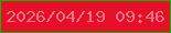 文字の大きさ：4、枠の色：0eb70e、背景の色：e60f27、文字の色：ef7687 無料ブログパーツのブログ時計