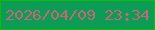 文字の大きさ：2、枠の色：0ebc0a、背景の色：0c9c56、文字の色：c56778 無料ブログパーツのブログ時計