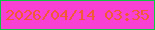 文字の大きさ：5、枠の色：0ec643、背景の色：f840d2、文字の色：f05a36 無料ブログパーツのブログ時計