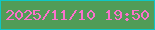 文字の大きさ：1、枠の色：0ec7c5、背景の色：519c57、文字の色：fc71cb 無料ブログパーツのブログ時計