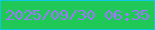 文字の大きさ：1、枠の色：0ec8e3、背景の色：20c857、文字の色：9e75fb 無料ブログパーツのブログ時計