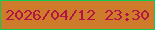 文字の大きさ：1、枠の色：0ec952、背景の色：cf7b2c、文字の色：b21544 無料ブログパーツのブログ時計