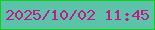 文字の大きさ：1、枠の色：0ed213、背景の色：5cc2aa、文字の色：be1c88 無料ブログパーツのブログ時計