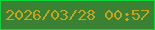 文字の大きさ：3、枠の色：0ed53a、背景の色：3b8134、文字の色：c4a522 無料ブログパーツのブログ時計