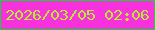 文字の大きさ：1、枠の色：0ed831、背景の色：f731db、文字の色：b6eb32 無料ブログパーツのブログ時計