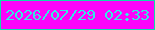 文字の大きさ：5、枠の色：0edda9、背景の色：fc04fa、文字の色：34ebe2 無料ブログパーツのブログ時計