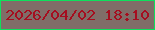 文字の大きさ：2、枠の色：0ee05c、背景の色：806d68、文字の色：a50e1f 無料ブログパーツのブログ時計
