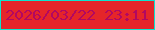 文字の大きさ：4、枠の色：0ee3ce、背景の色：e5252a、文字の色：b20861 無料ブログパーツのブログ時計