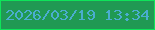 文字の大きさ：4、枠の色：0ee45a、背景の色：209953、文字の色：4badcf 無料ブログパーツのブログ時計
