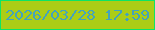 文字の大きさ：1、枠の色：0ee465、背景の色：accd16、文字の色：44a3bc 無料ブログパーツのブログ時計