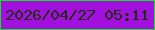 文字の大きさ：5、枠の色：0ee620、背景の色：a210de、文字の色：242c15 無料ブログパーツのブログ時計