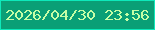 文字の大きさ：1、枠の色：0ee9bb、背景の色：0a9f76、文字の色：c6fea6 無料ブログパーツのブログ時計