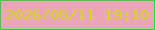 文字の大きさ：5、枠の色：0eea2b、背景の色：eaa6b8、文字の色：d2da14 無料ブログパーツのブログ時計