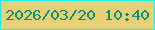 文字の大きさ：4、枠の色：0ef2f3、背景の色：e7d075、文字の色：049175 無料ブログパーツのブログ時計