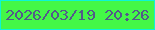 文字の大きさ：2、枠の色：0ef4d6、背景の色：44f747、文字の色：535a8a 無料ブログパーツのブログ時計