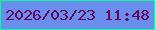文字の大きさ：2、枠の色：0ef79e、背景の色：698eee、文字の色：670856 無料ブログパーツのブログ時計
