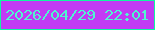 文字の大きさ：4、枠の色：0ef8a0、背景の色：c13bf4、文字の色：50f7d0 無料ブログパーツのブログ時計