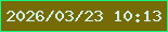 文字の大きさ：2、枠の色：0efb87、背景の色：776b07、文字の色：cff9ef 無料ブログパーツのブログ時計