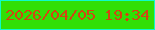文字の大きさ：5、枠の色：0efbca、背景の色：31df06、文字の色：d34412 無料ブログパーツのブログ時計