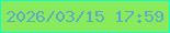 文字の大きさ：3、枠の色：0efec7、背景の色：8aea5b、文字の色：57adc9 無料ブログパーツのブログ時計
