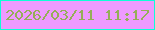 文字の大きさ：4、枠の色：0effd6、背景の色：ee9aff、文字の色：95ae58 無料ブログパーツのブログ時計