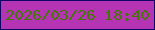 文字の大きさ：4、枠の色：0f0567、背景の色：b534b3、文字の色：437705 無料ブログパーツのブログ時計