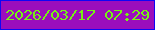 文字の大きさ：3、枠の色：0f05f5、背景の色：9b0ebc、文字の色：75f215 無料ブログパーツのブログ時計