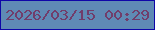 文字の大きさ：1、枠の色：0f06a8、背景の色：5f8ab5、文字の色：713d6b 無料ブログパーツのブログ時計