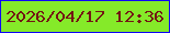 文字の大きさ：4、枠の色：0f06f6、背景の色：85ea29、文字の色：731514 無料ブログパーツのブログ時計