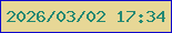 文字の大きさ：4、枠の色：0f09cd、背景の色：e7d796、文字の色：218873 無料ブログパーツのブログ時計