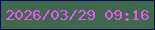 文字の大きさ：1、枠の色：0f0a5c、背景の色：3e694c、文字の色：e957ee 無料ブログパーツのブログ時計