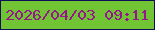 文字の大きさ：1、枠の色：0f0e58、背景の色：71c433、文字の色：96178c 無料ブログパーツのブログ時計