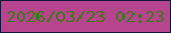 文字の大きさ：5、枠の色：0f153c、背景の色：b6448f、文字の色：397814 無料ブログパーツのブログ時計