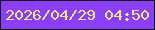 文字の大きさ：2、枠の色：0f1813、背景の色：8c3df6、文字の色：e7eb7d 無料ブログパーツのブログ時計