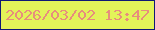 文字の大きさ：5、枠の色：0f1876、背景の色：e3f359、文字の色：e78e7d 無料ブログパーツのブログ時計