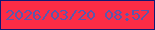文字の大きさ：3、枠の色：0f1974、背景の色：fc2c46、文字の色：5a58ac 無料ブログパーツのブログ時計